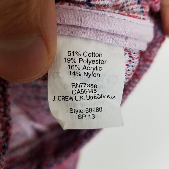 J. Crew Women  Micro Tweed Zip Up Front Jacket Sz M Pink Carrier Preppy Office - Picture 7 of 7